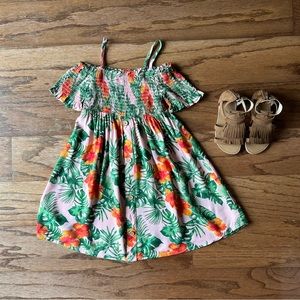 Girls size 3T Cold Shoulder Floral Dress & Bohemian Sandals